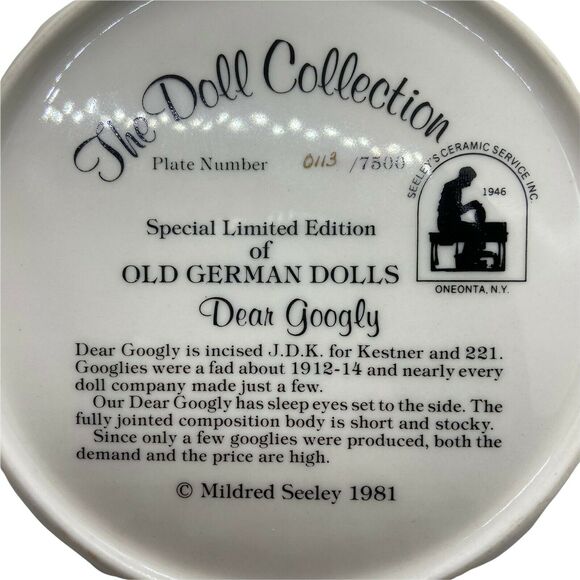 Decorative Collectible Plate Vintage 1981 The Doll Collection Dear Googly 8.5" - Picture 3 of 11